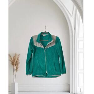 Danskin Now Full Zip Fleece Jacket Womens Teal Gray Small